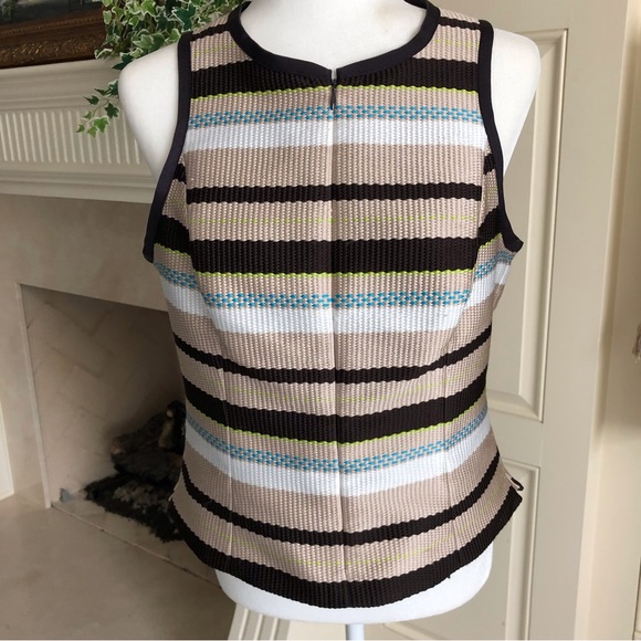Worth Collection Zip Front Striped Top Size 10 - Picture 4 of 16